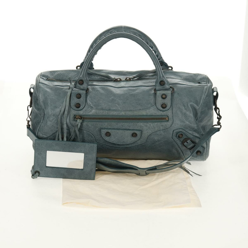 【日本直送】BALENCIAGA Twiggy 手提包，皮革材質，兩用，淺藍色，貨號 128523，正品號 150973V-30