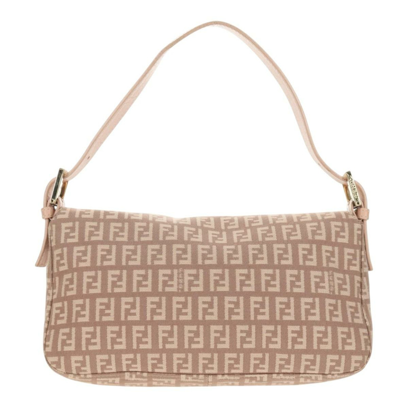 【日本直送】FENDI Zucchino 帆布 Mamma Baguette 單肩包 金粉紅 正品 155341V-2