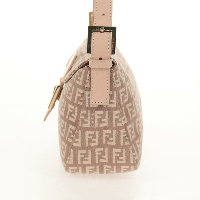 【日本直送】FENDI Zucchino 帆布 Mamma Baguette 單肩包 金粉紅 正品 155341V-3