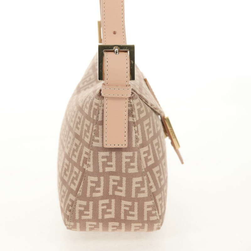 【日本直送】FENDI Zucchino 帆布 Mamma Baguette 單肩包 金粉紅 正品 155341V-4