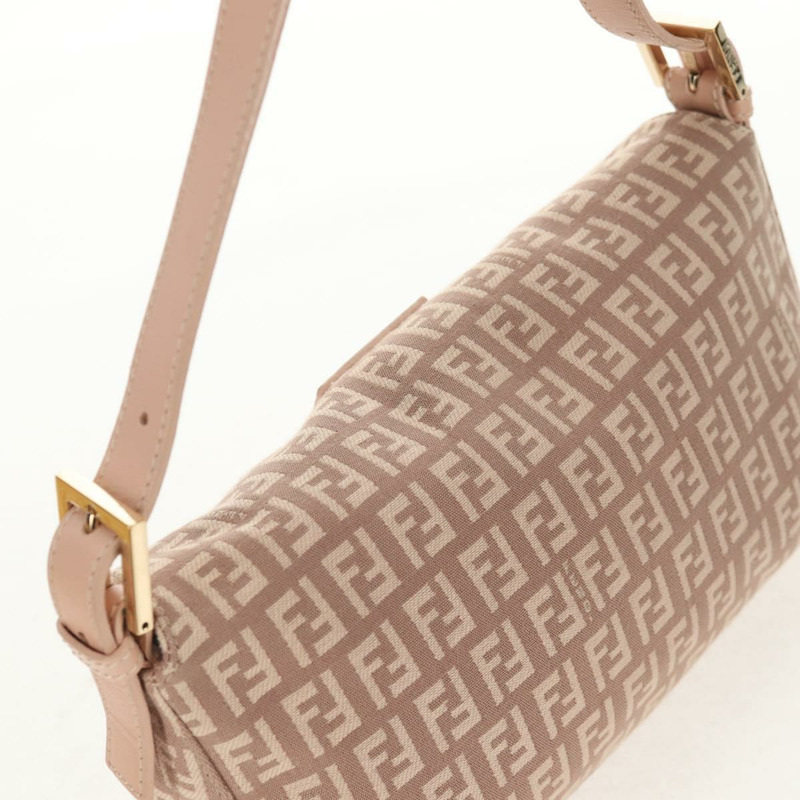 【日本直送】FENDI Zucchino 帆布 Mamma Baguette 單肩包 金粉紅 正品 155341V-5