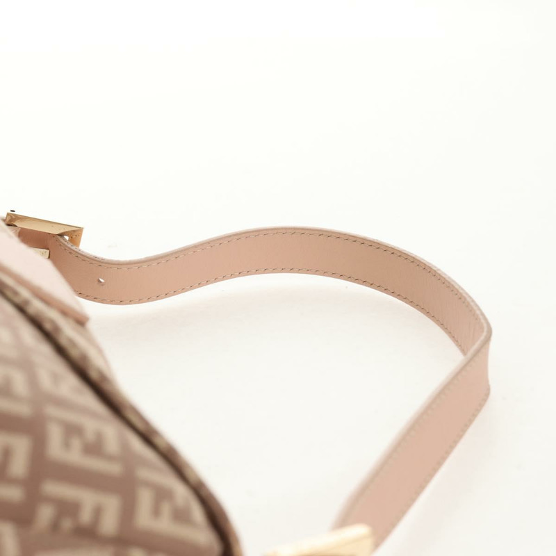 【日本直送】FENDI Zucchino 帆布 Mamma Baguette 單肩包 金粉紅 正品 155341V-8