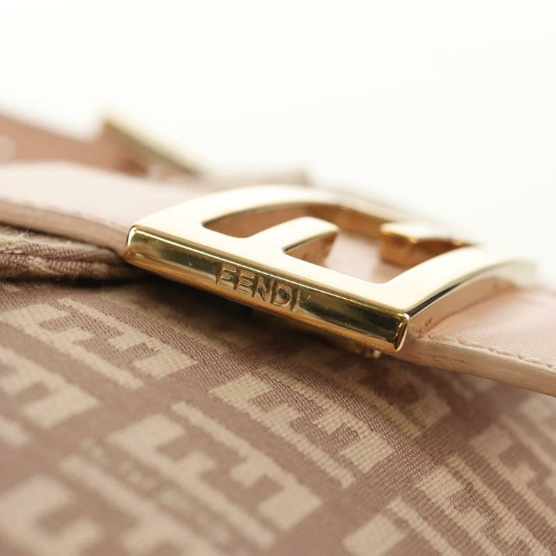 【日本直送】FENDI Zucchino 帆布 Mamma Baguette 單肩包 金粉紅 正品 155341V-14