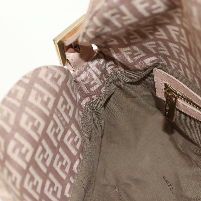 【日本直送】FENDI Zucchino 帆布 Mamma Baguette 單肩包 金粉紅 正品 155341V-21