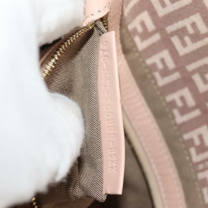 【日本直送】FENDI Zucchino 帆布 Mamma Baguette 單肩包 金粉紅 正品 155341V-24