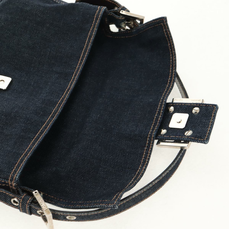 【日本直送】FENDI Mamma Baguette 單肩包 牛仔藍 海軍藍 銀色 正品 yk19890V-16