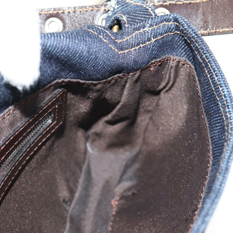 【日本直送】FENDI Mamma Baguette 單肩包 牛仔藍 海軍藍 銀色 正品 yk19890V-21