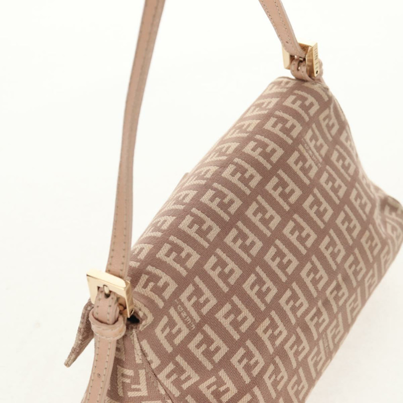 【日本直送】FENDI Zucchino 帆布迷你 Mamma Baguette 單肩包 粉紅色金色 正品 155455V-5