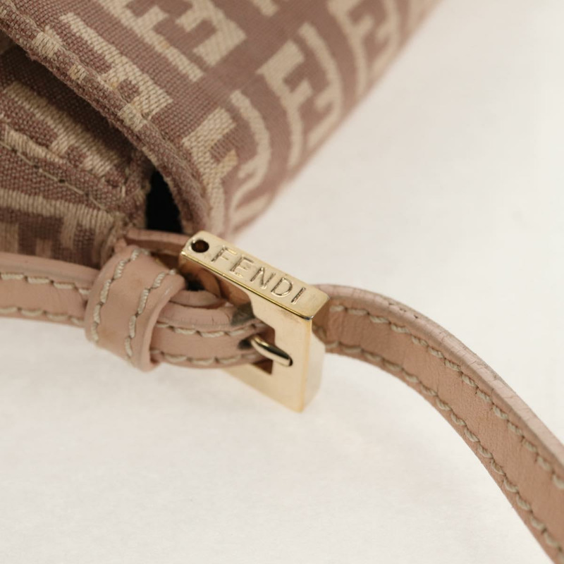 【日本直送】FENDI Zucchino 帆布迷你 Mamma Baguette 單肩包 粉紅色金色 正品 155455V-8