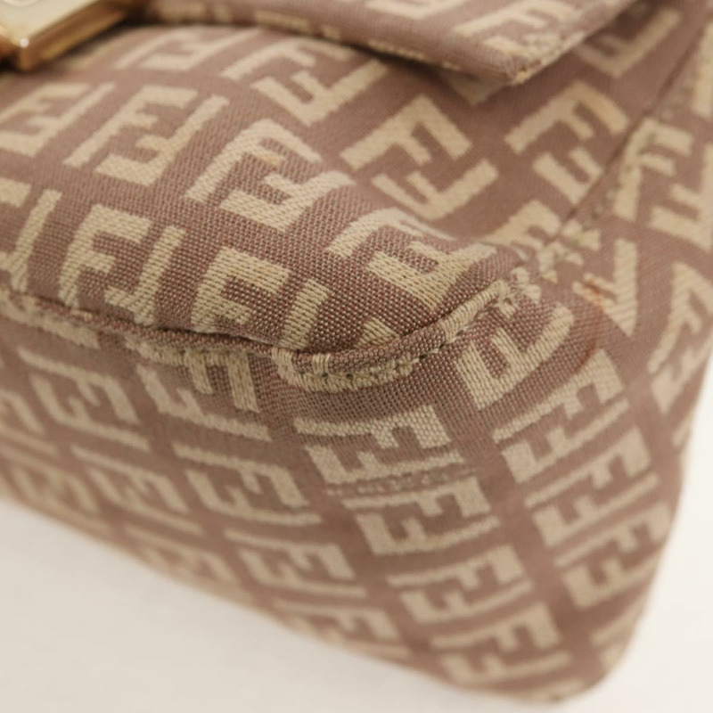 【日本直送】FENDI Zucchino 帆布迷你 Mamma Baguette 單肩包 粉紅色金色 正品 155455V-12