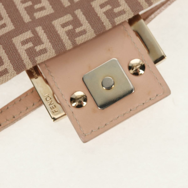 【日本直送】FENDI Zucchino 帆布迷你 Mamma Baguette 單肩包 粉紅色金色 正品 155455V-17