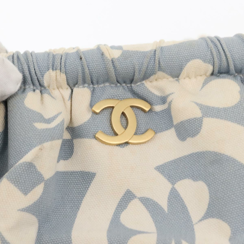 【日本直送】香奈兒鏈條單背包帆布金色淺藍色CC標誌正品 155097-17