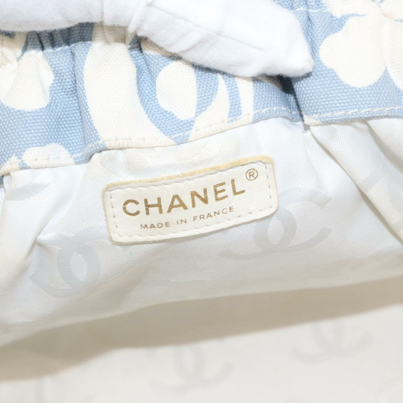 【日本直送】香奈兒鏈條單背包帆布金色淺藍色CC標誌正品 155097-18