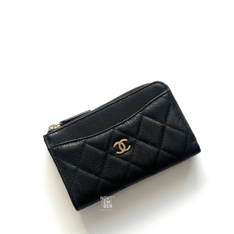 全新🖤 Chanel 香奈兒 L型零錢包黑色金釦-2
