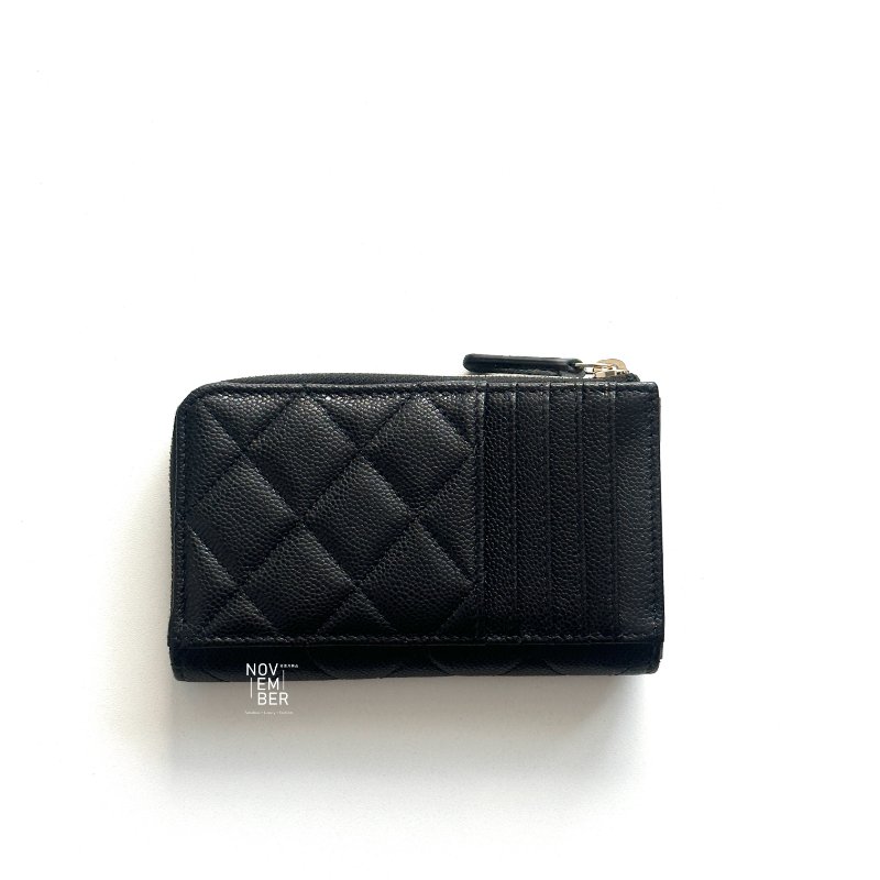 全新🖤 Chanel 香奈兒 L型零錢包黑色金釦-5