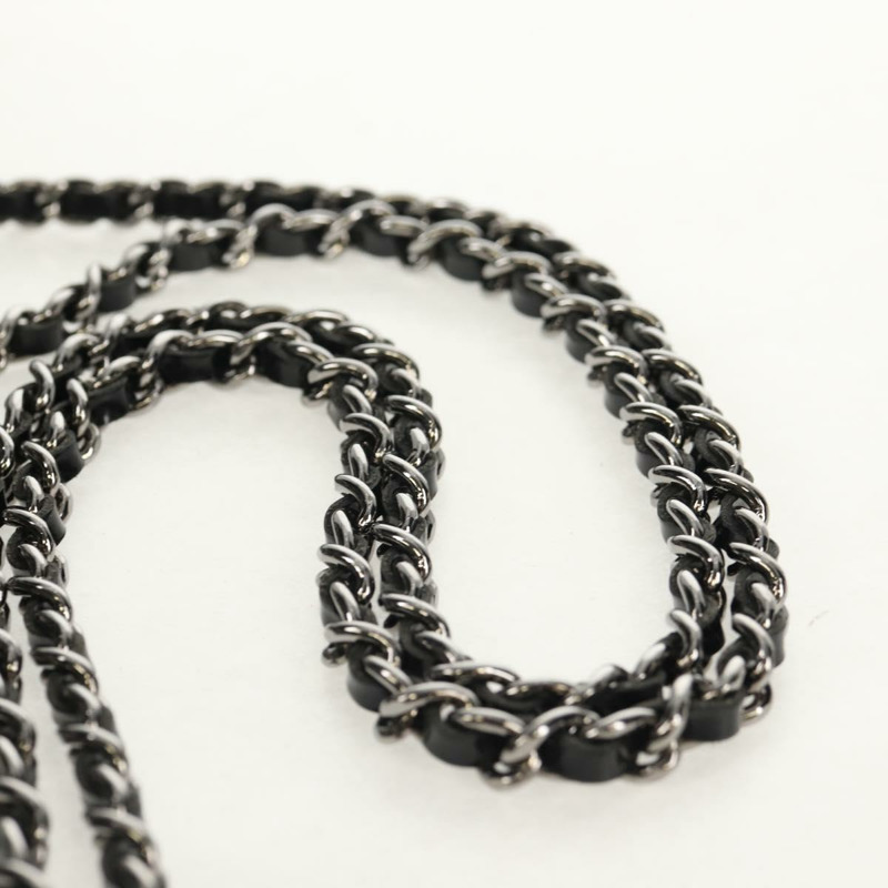 【日本直送】香奈兒鏈條肩背包,斜紋軟呢布料,黑色,銀色雙C標誌,正品編號154048V-7