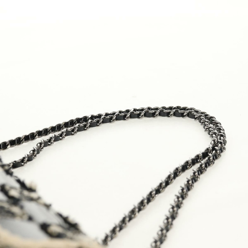 【日本直送】香奈兒鏈條肩背包,斜紋軟呢布料,黑色,銀色雙C標誌,正品編號154048V-13