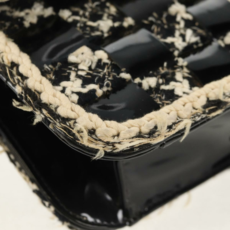 【日本直送】香奈兒鏈條肩背包,斜紋軟呢布料,黑色,銀色雙C標誌,正品編號154048V-14