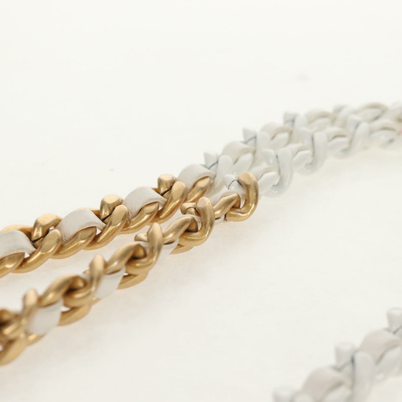 【日本直送】香奈兒 (CHANEL) 絎縫鏈條單肩包,羊皮材質,白色金色雙C標誌,正品編號 bs31458SAV-14