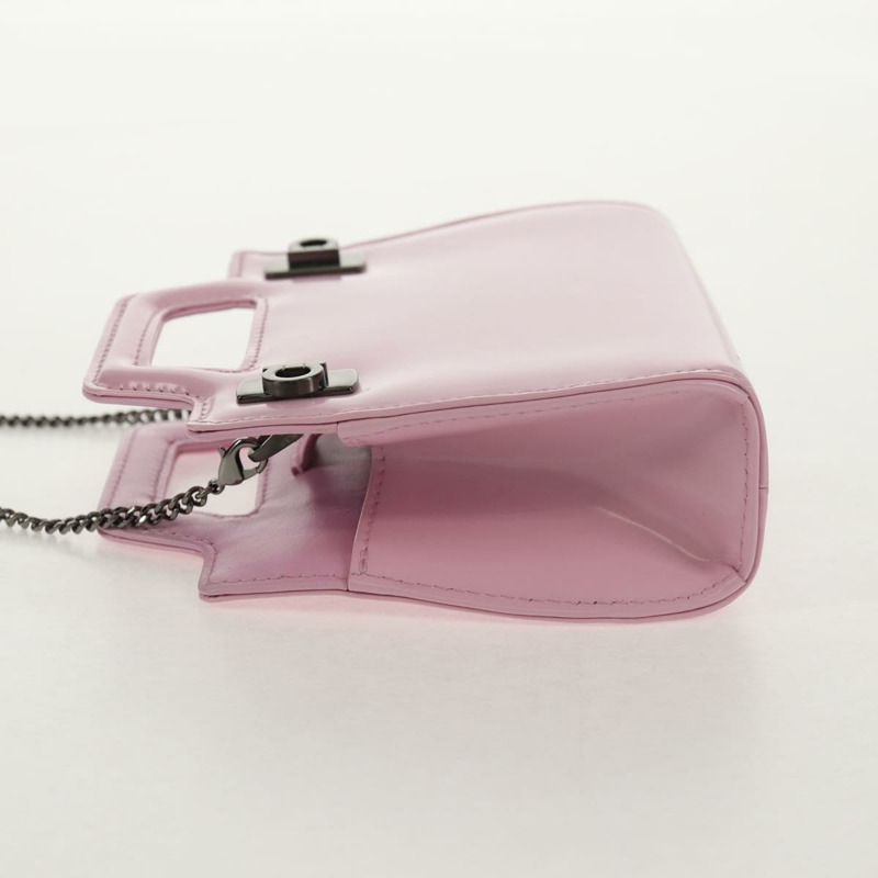 【日本直送】Salvatore Ferragamo Chain Gancini 肩包 琺瑯 2way 粉紅 Auth 156294V-2
