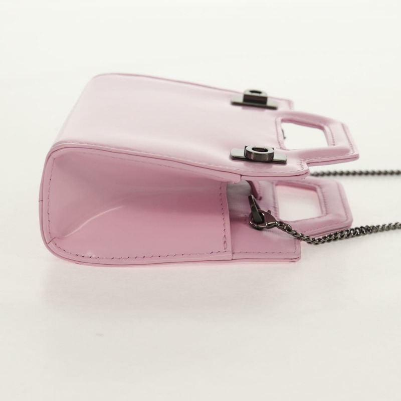 【日本直送】Salvatore Ferragamo Chain Gancini 肩包 琺瑯 2way 粉紅 Auth 156294V-3