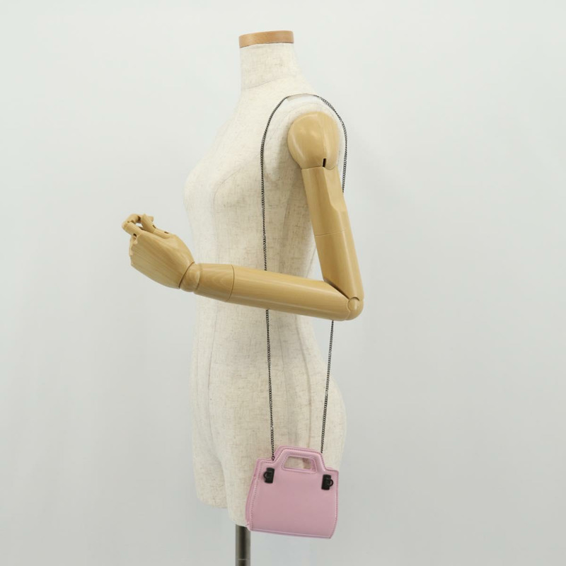 【日本直送】Salvatore Ferragamo Chain Gancini 肩包 琺瑯 2way 粉紅 Auth 156294V-22