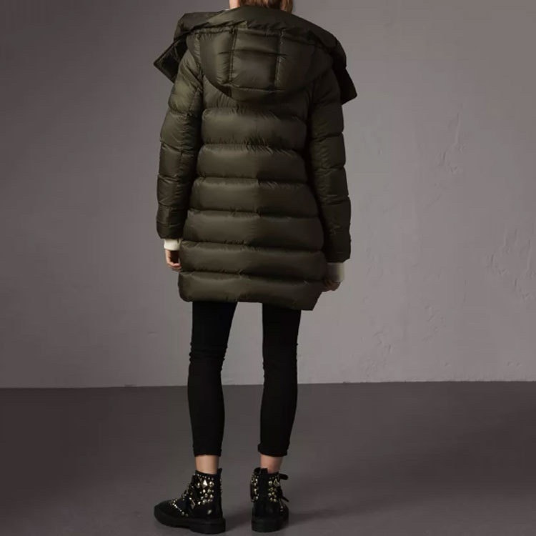 BURBERRY 軍綠色 長版羽絨外套 風衣外套 羽絨外套-6