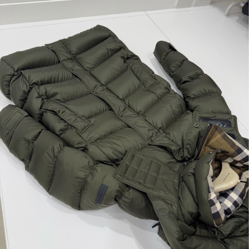 BURBERRY 軍綠色 長版羽絨外套 風衣外套 羽絨外套-8