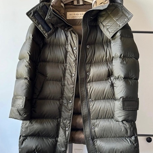 BURBERRY 軍綠色 長版羽絨外套 風衣外套 羽絨外套-12