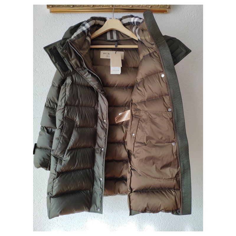BURBERRY 軍綠色 長版羽絨外套 風衣外套 羽絨外套-32