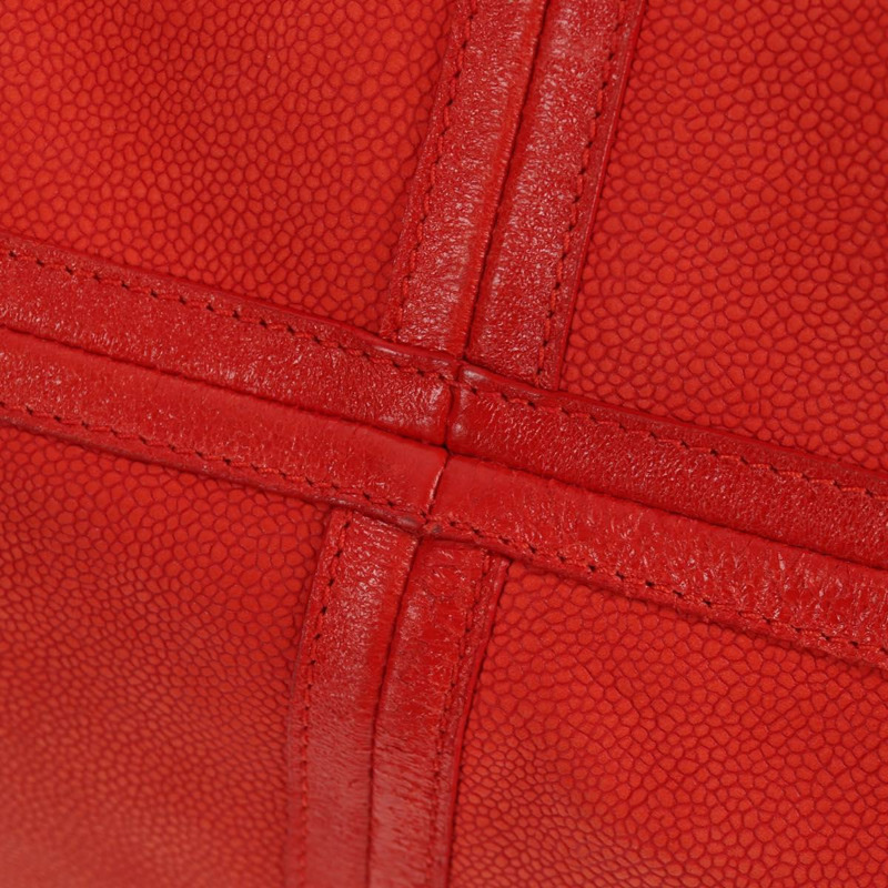 【日本直送】香奈兒山茶花鏈手提包，魚子醬紋皮革，紅色，銀色雙C標誌，正品編號142099V-5