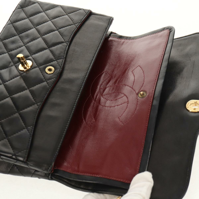 【日本直送】香奈兒 (CHANEL) Matelasse Chain Paris Limited 羊皮黑色金色雙C標誌手提包,貨號 156894A-8