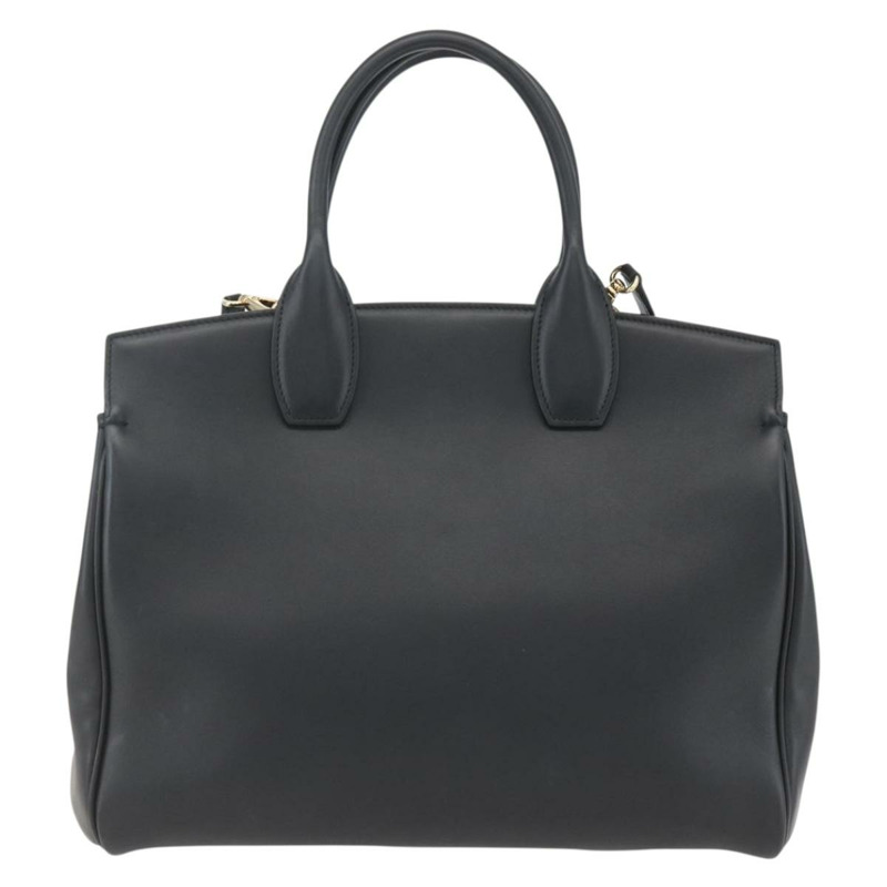 【日本直送】Salvatore Ferragamo Gancini 手提包 皮革 2way 黑色金色 正品 gh1393V-1