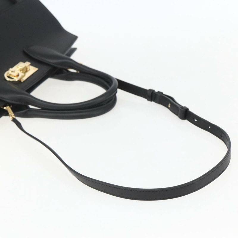 【日本直送】Salvatore Ferragamo Gancini 手提包 皮革 2way 黑色金色 正品 gh1393V-7