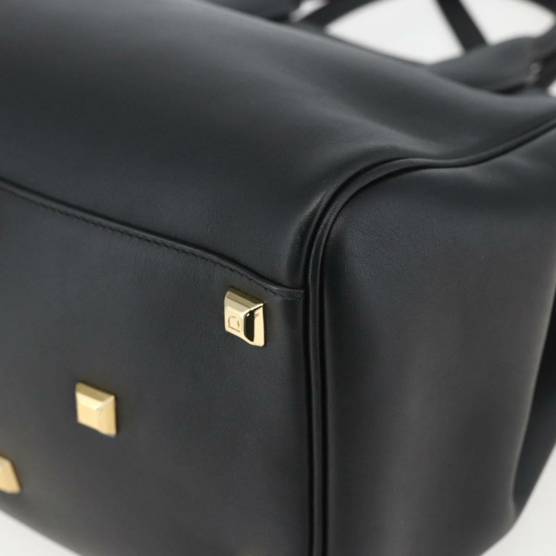 【日本直送】Salvatore Ferragamo Gancini 手提包 皮革 2way 黑色金色 正品 gh1393V-16