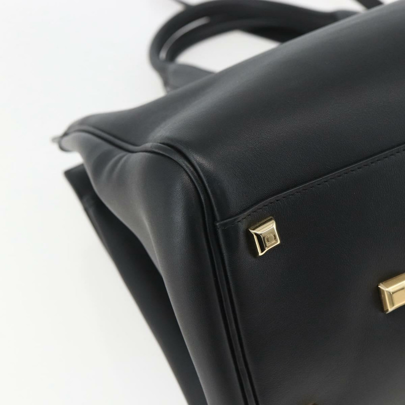 【日本直送】Salvatore Ferragamo Gancini 手提包 皮革 2way 黑色金色 正品 gh1393V-17