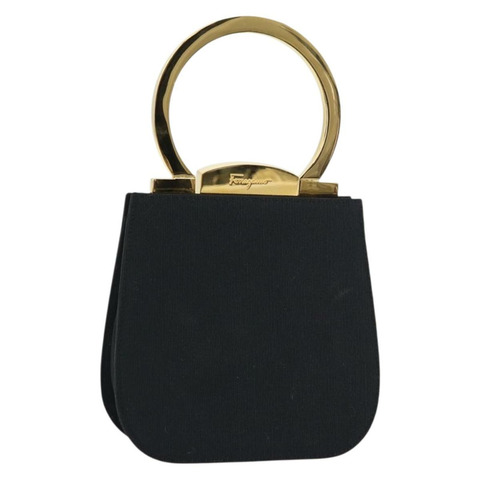 Salvatore Ferragamo Gancini 手提包 尼龍 黑色 金色 正品 SW1751V