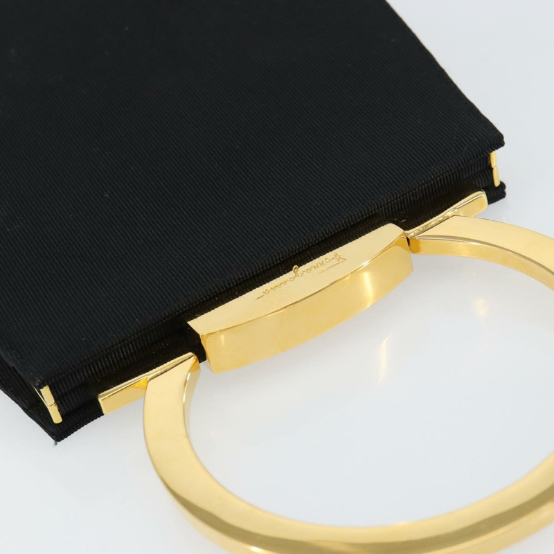 【日本直送】Salvatore Ferragamo Gancini 手提包 尼龍 黑色 金色 正品 SW1751V-5