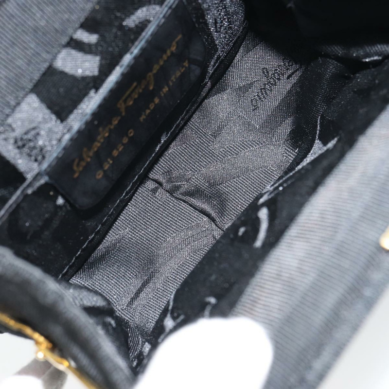 【日本直送】Salvatore Ferragamo Gancini 手提包 尼龍 黑色 金色 正品 SW1751V-9