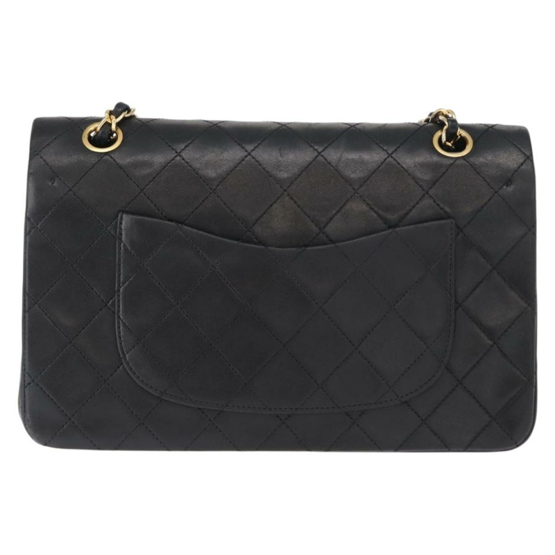 【日本直送】香奈兒 Matelasse 25 雙蓋鏈條包，羊皮材質，黑色，金色雙C標誌，正品 ka696SV-1