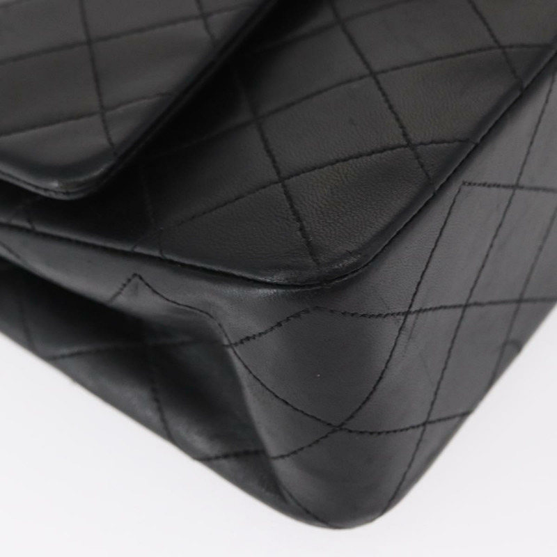 【日本直送】香奈兒 Matelasse 25 雙蓋鏈條包，羊皮材質，黑色，金色雙C標誌，正品 ka696SV-8