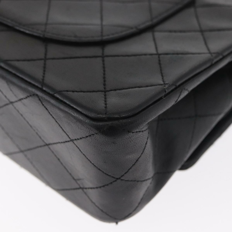 【日本直送】香奈兒 Matelasse 25 雙蓋鏈條包，羊皮材質，黑色，金色雙C標誌，正品 ka696SV-15