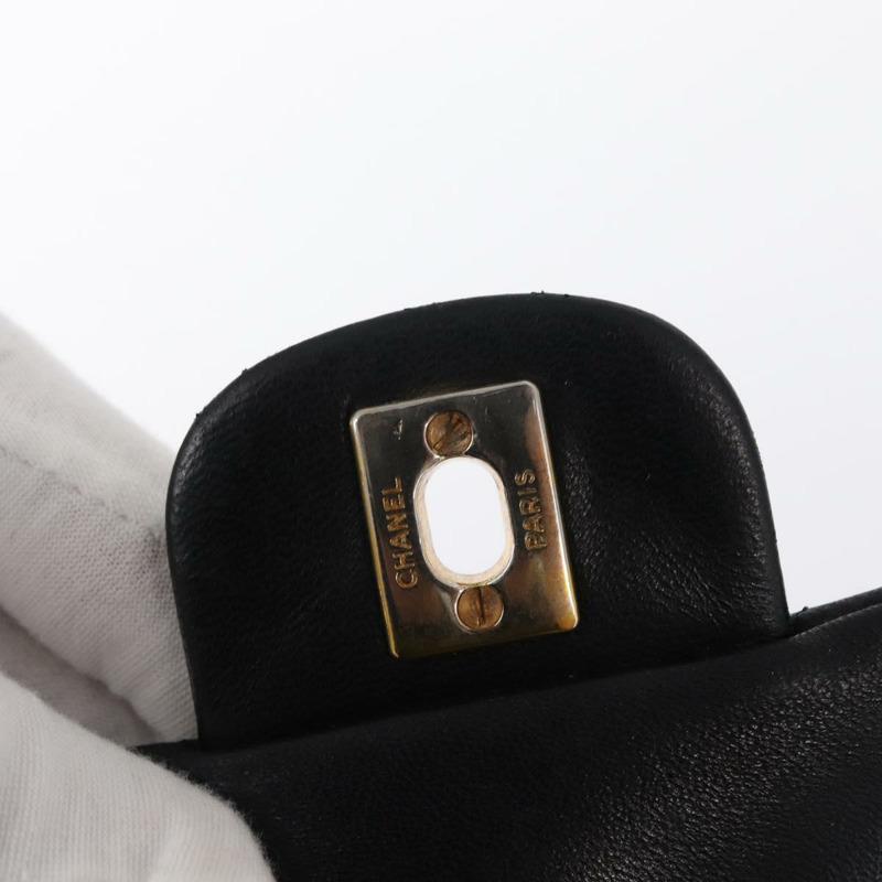 【日本直送】香奈兒 Matelasse 25 雙蓋鏈條包，羊皮材質，黑色，金色雙C標誌，正品 ka696SV-20