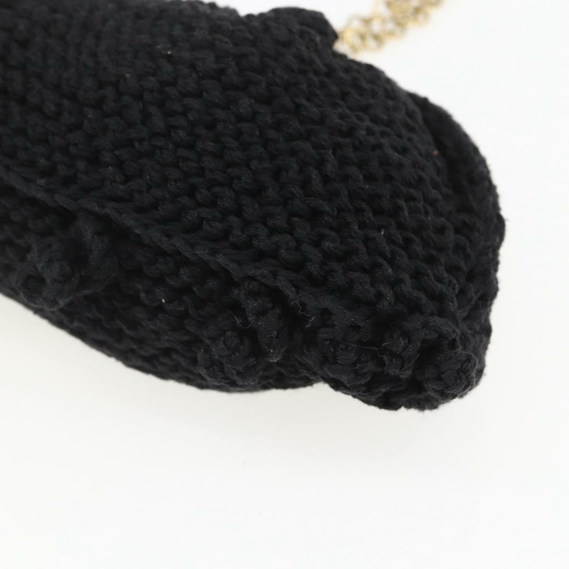 【日本直送】Salvatore Ferragamo 鏈條單肩包，針織布料，黑色，金色，正品，貨號 156985V-7