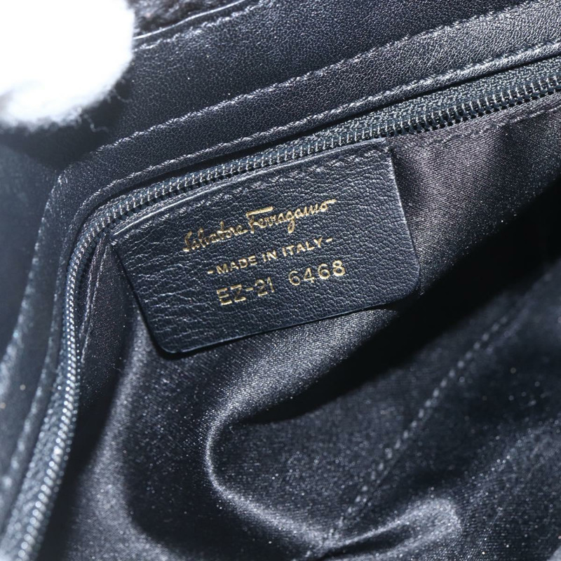 【日本直送】Salvatore Ferragamo 鏈條單肩包，針織布料，黑色，金色，正品，貨號 156985V-10