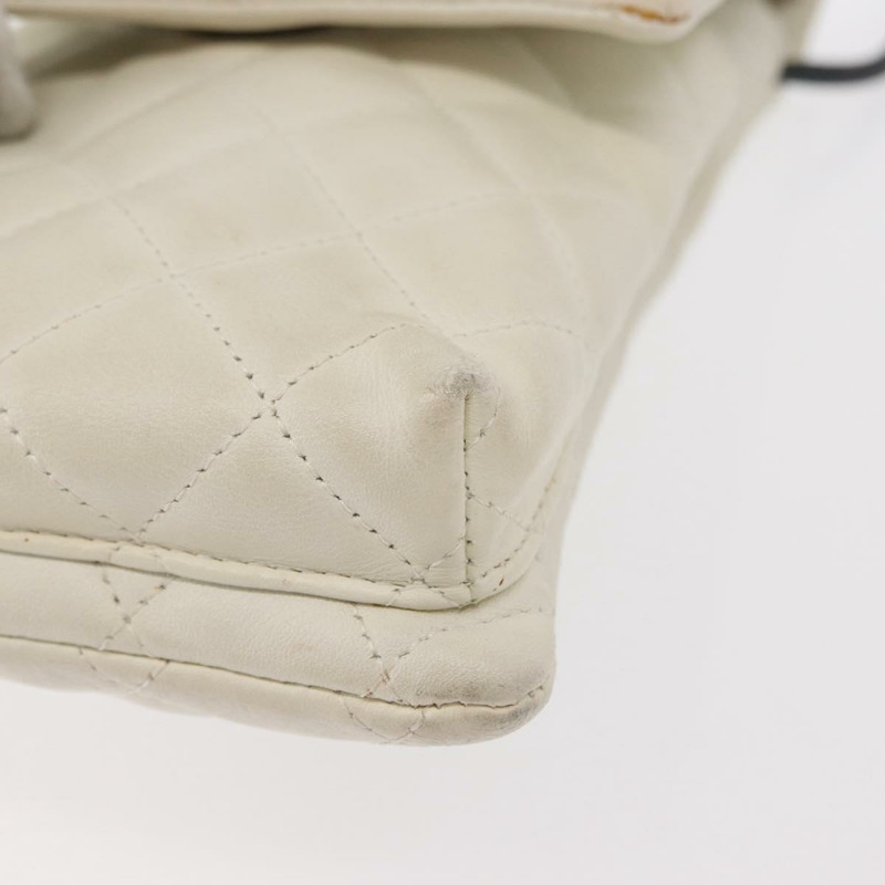 【日本直送】香奈兒 (CHANEL) 絎縫 Cambon 系列單背包，小牛皮材質，白色/黑色，CC 標誌，貨號 157056-13