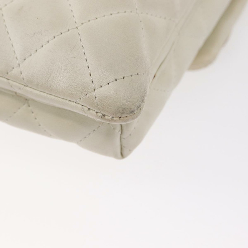 【日本直送】香奈兒 (CHANEL) 絎縫 Cambon 系列單背包，小牛皮材質，白色/黑色，CC 標誌，貨號 157056-15