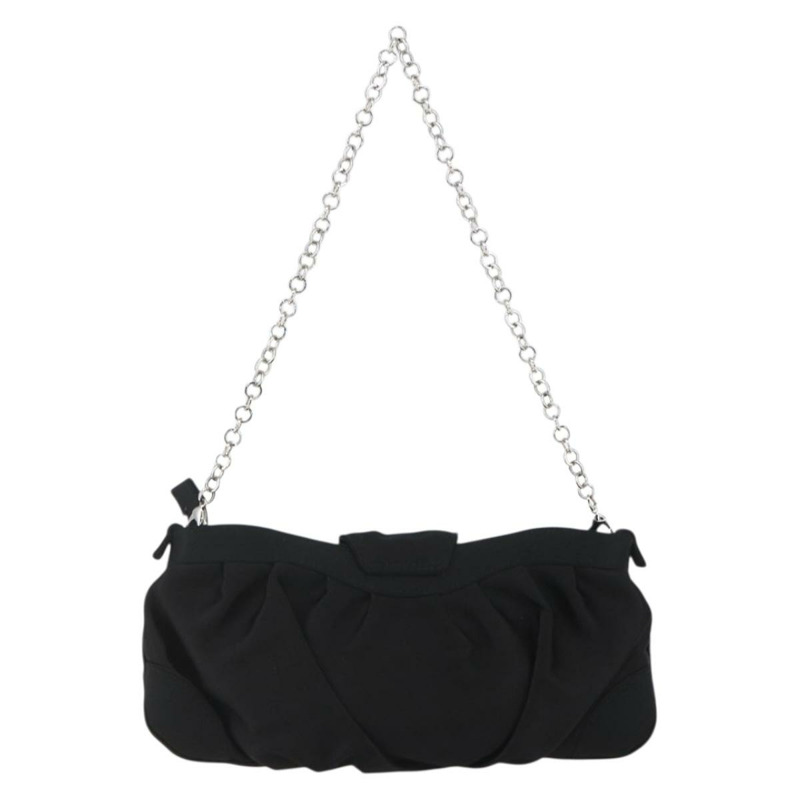 【日本直送】Salvatore Ferragamo Gancini 鏈條肩包 緞面黑色銀色 正品 156969V-1