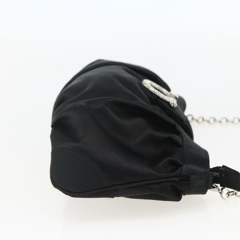 【日本直送】Salvatore Ferragamo Gancini 鏈條肩包 緞面黑色銀色 正品 156969V-3