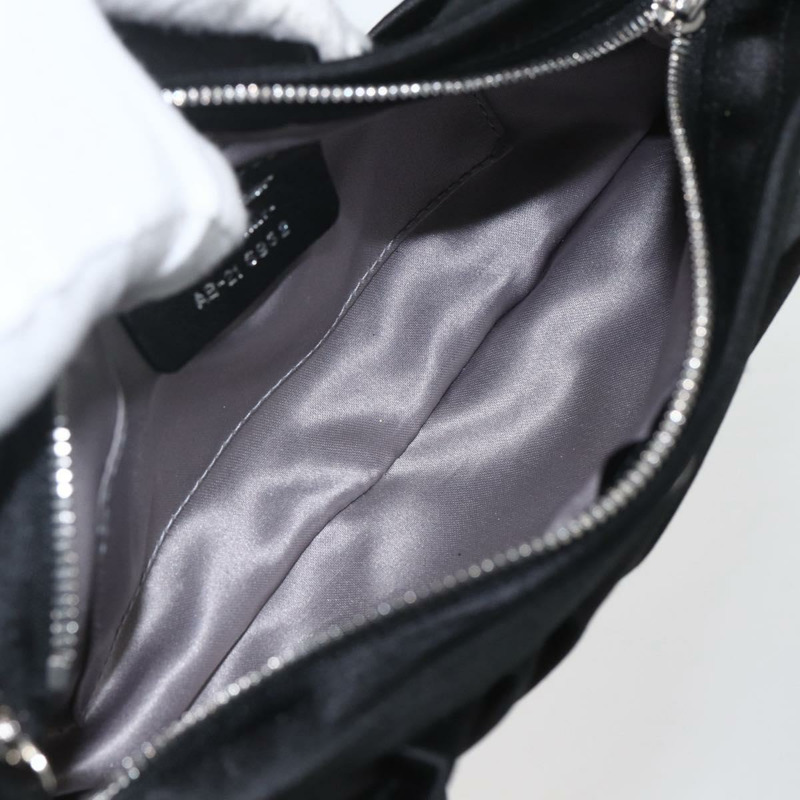 【日本直送】Salvatore Ferragamo Gancini 鏈條肩包 緞面黑色銀色 正品 156969V-9